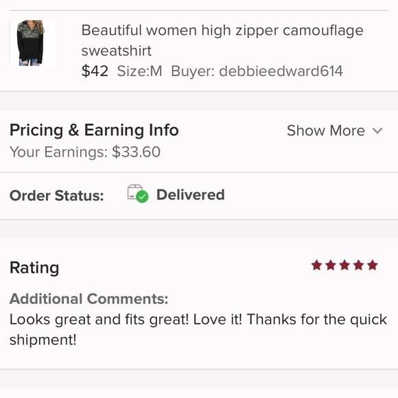 Beautiful women high zipper camouflage sweatshirt - Picture 6 of 6